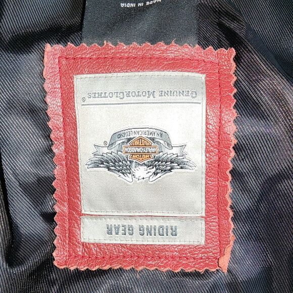 Harley Davidson Burgundy Leather Motorcycle Jacket Size M - Picture 10 of 11